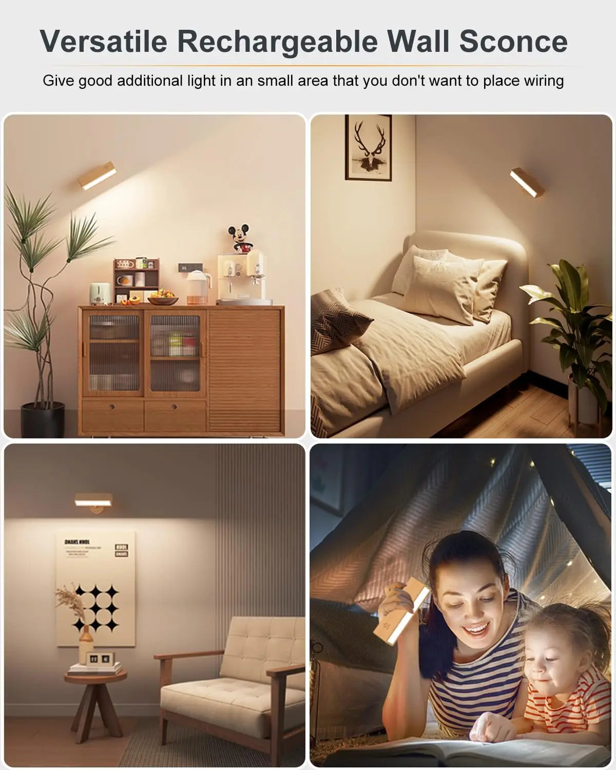 Cordless Wood Wall Sconce