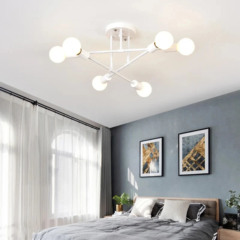 Gold Molecule Semi Flush Ceiling Light
