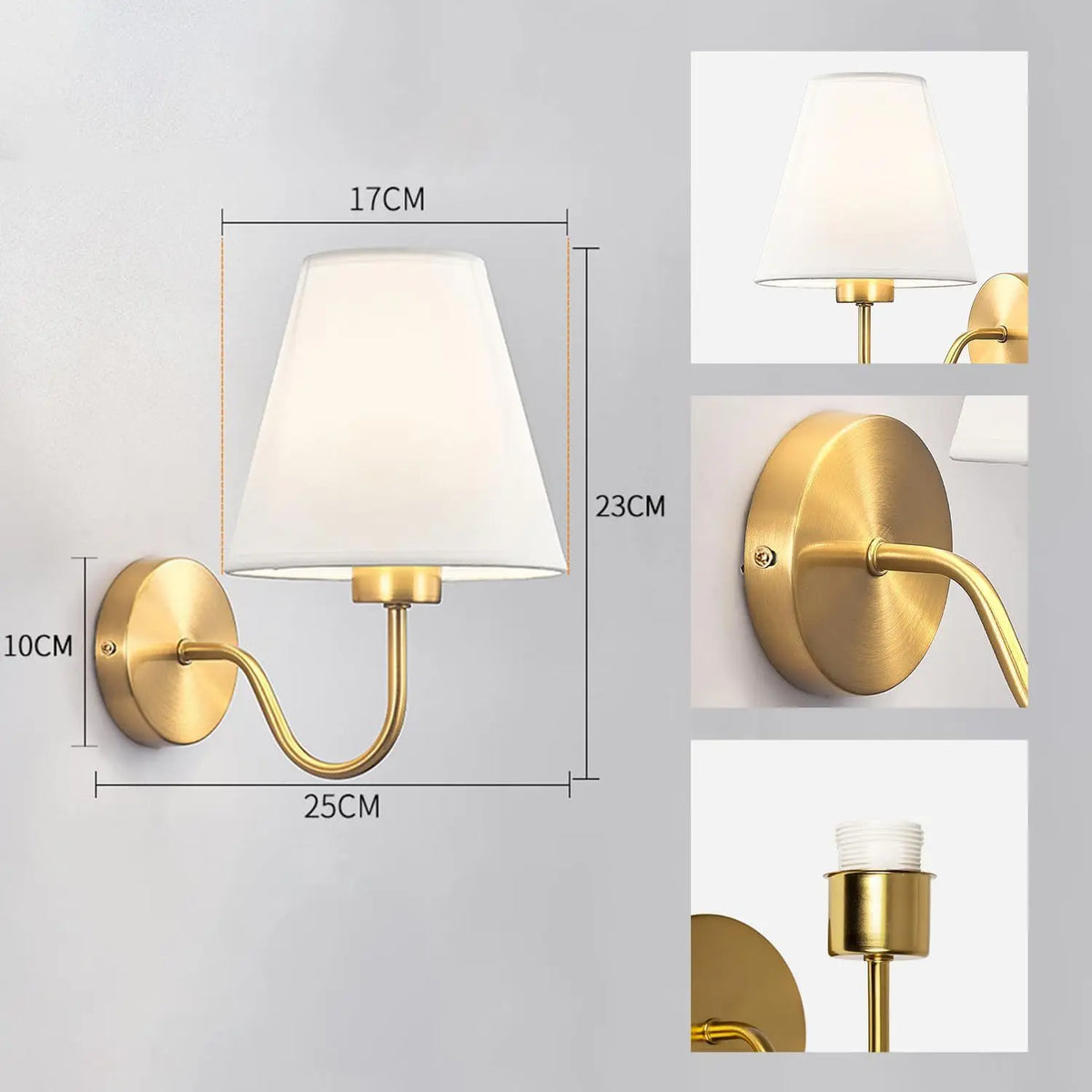 Gold Curved Arm Wall Sconce