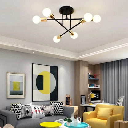 Gold Molecule Semi Flush Ceiling Light