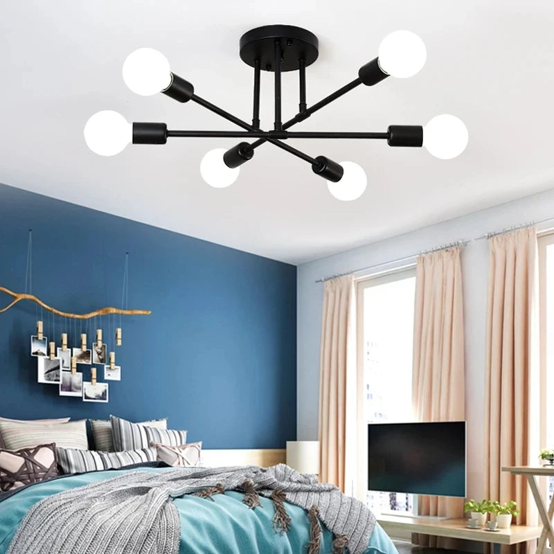Gold Molecule Semi Flush Ceiling Light