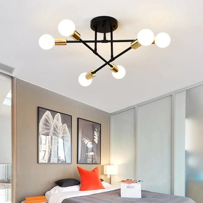 Gold Molecule Semi Flush Ceiling Light