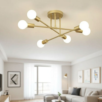 Gold Molecule Semi Flush Ceiling Light